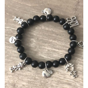 Teacher gifts handmade with charms and black beads one of a kind